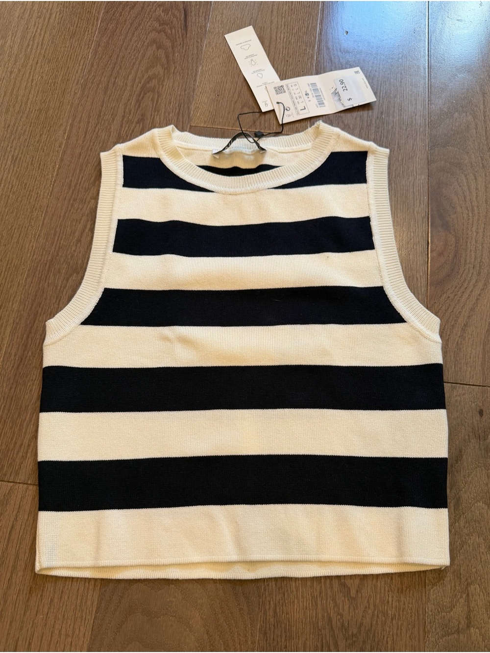 Zara Navy & Cream Striped Knit Tank